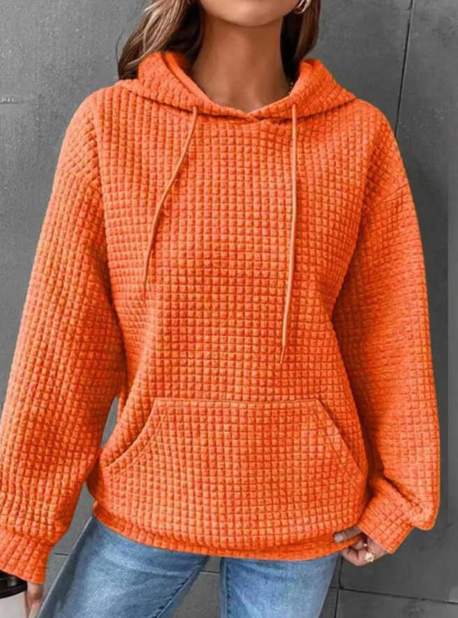 Greta - Chic Solid-Coloured Hoodie with Long Sleeves