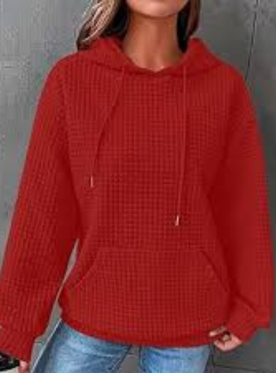 Greta - Chic Solid-Coloured Hoodie with Long Sleeves