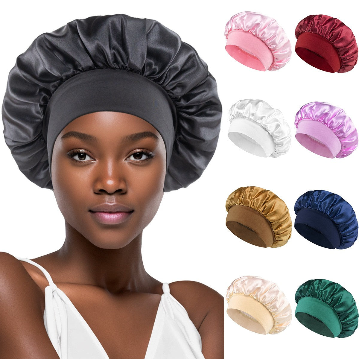 Noctura Satin Wide-Brim Nightcap
