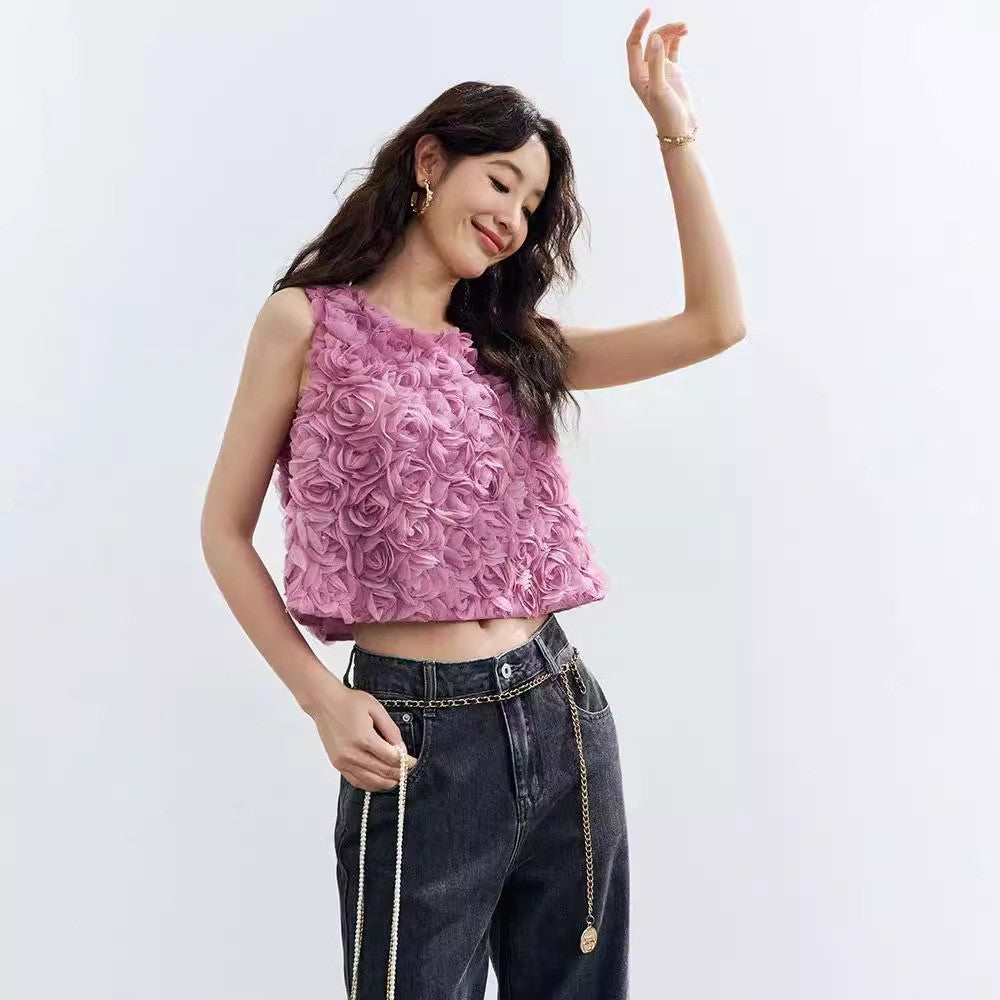 Rosalia Chiffon Rose Vest