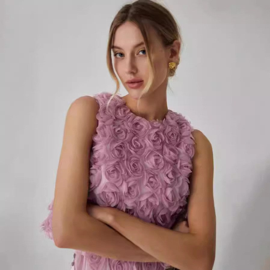 Rosalia Chiffon Rose Vest