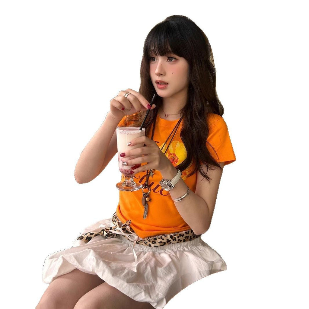 Soleil Orange Color-Block Tee