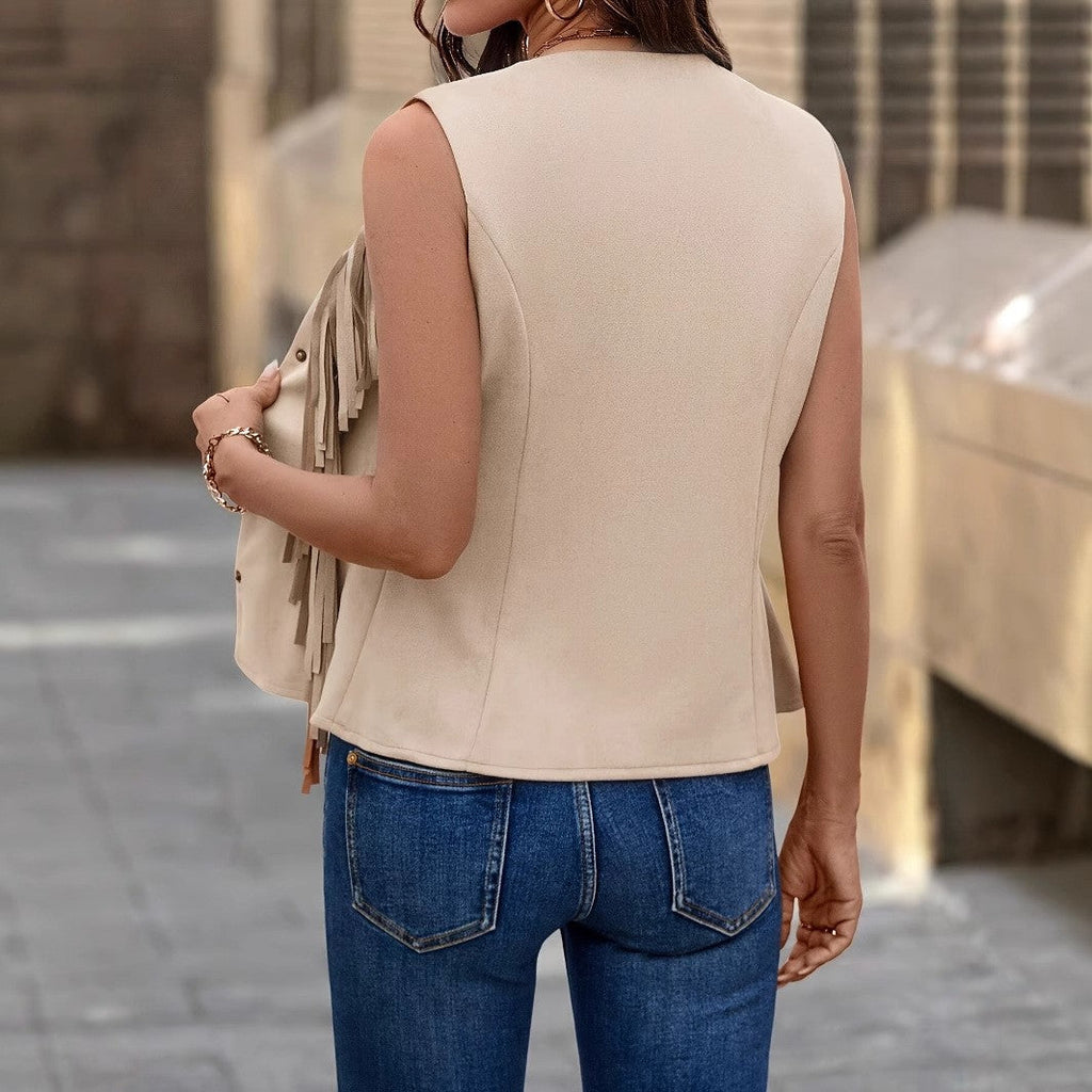 Solenne Fringe Suede Vest